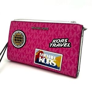 Michael Kors Large Double Zip Wallet Wristlet Dragonfruit